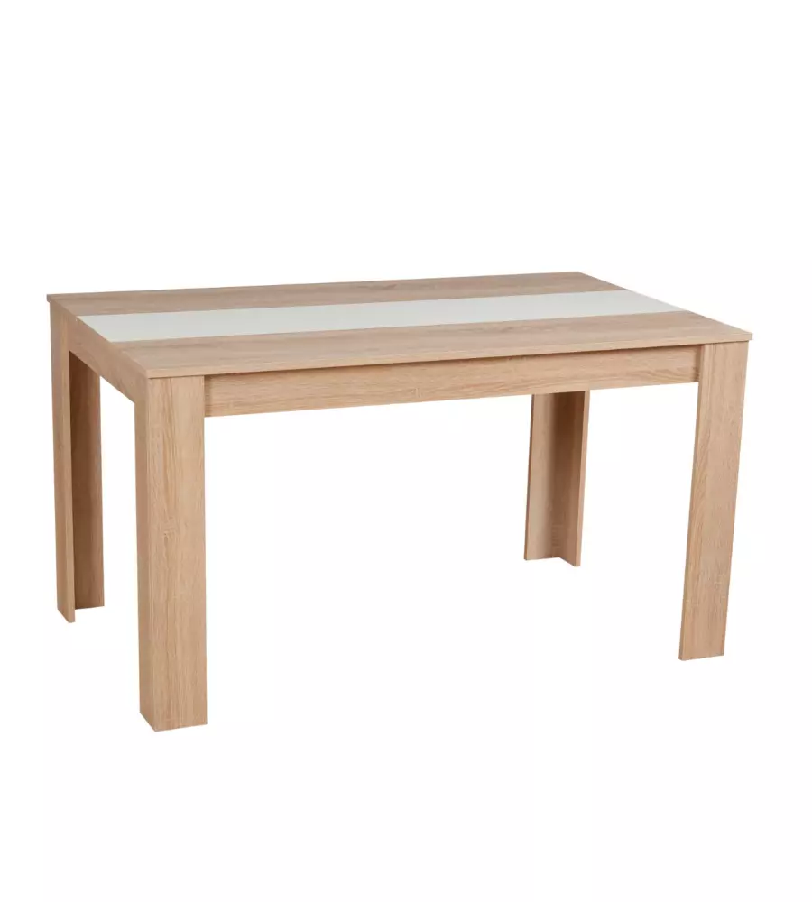 Tavolo in quercia con fascia centrale bianca 135x80,5x74,5 cm