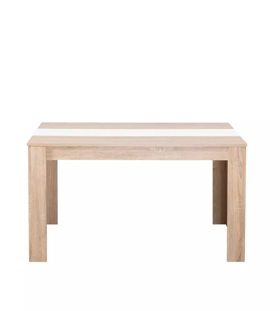 Tavolo in quercia con fascia centrale bianca 135x80,5x74,5 cm