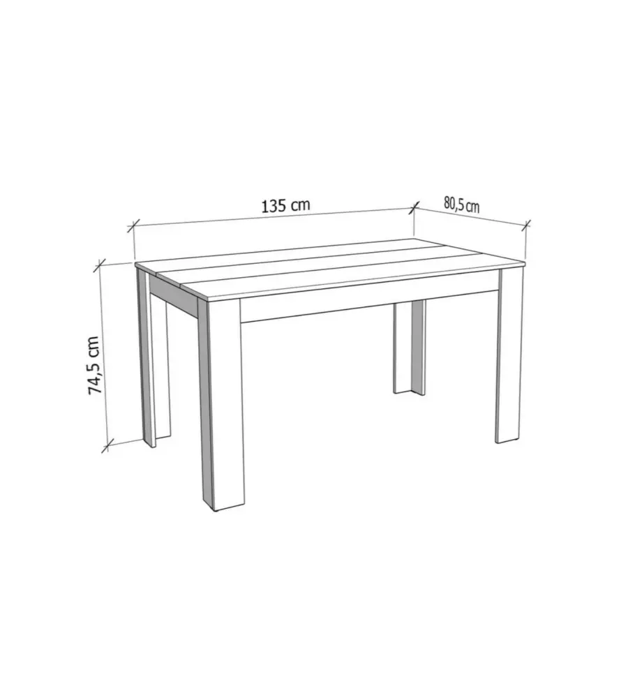 Tavolo in quercia con fascia centrale bianca 135x80,5x74,5 cm