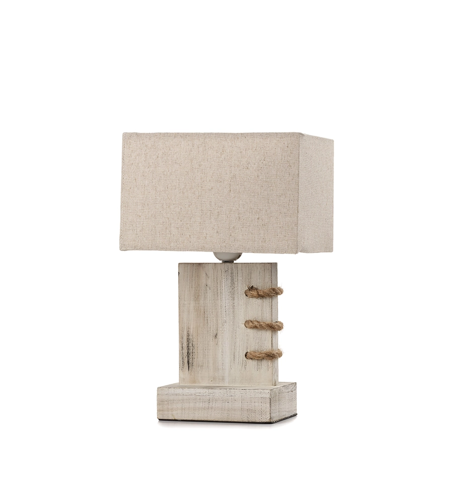 LAMPADA DA TAVOLO "GEA" LEGNO E CORDA, E27