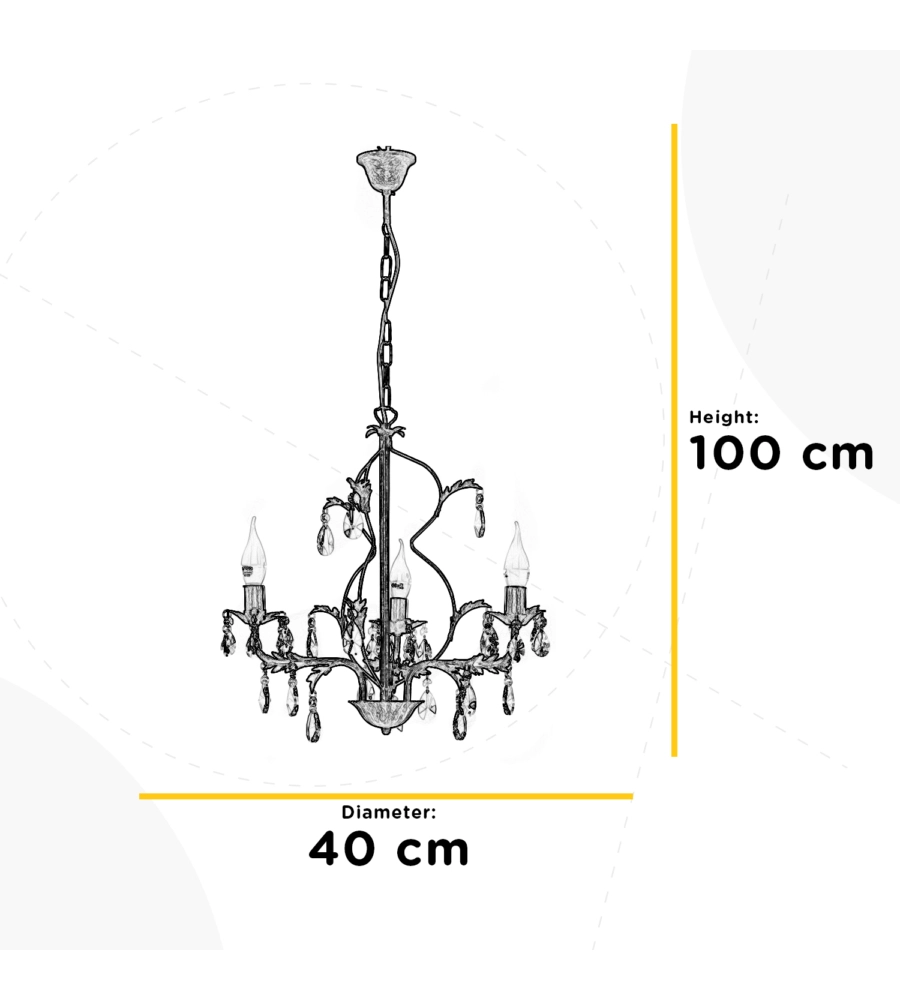 LAMPADARIO A 3 LUCI "TERESA" BRONZO, E14