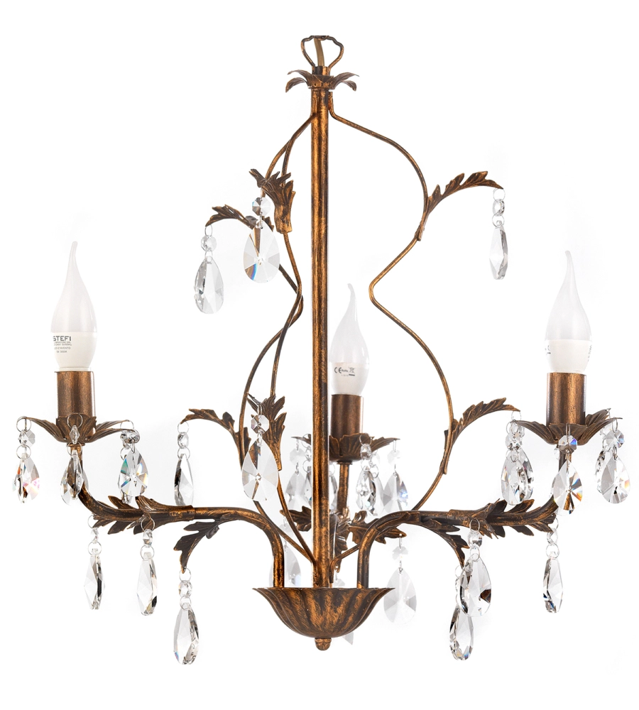LAMPADARIO A 3 LUCI "TERESA" BRONZO, E14