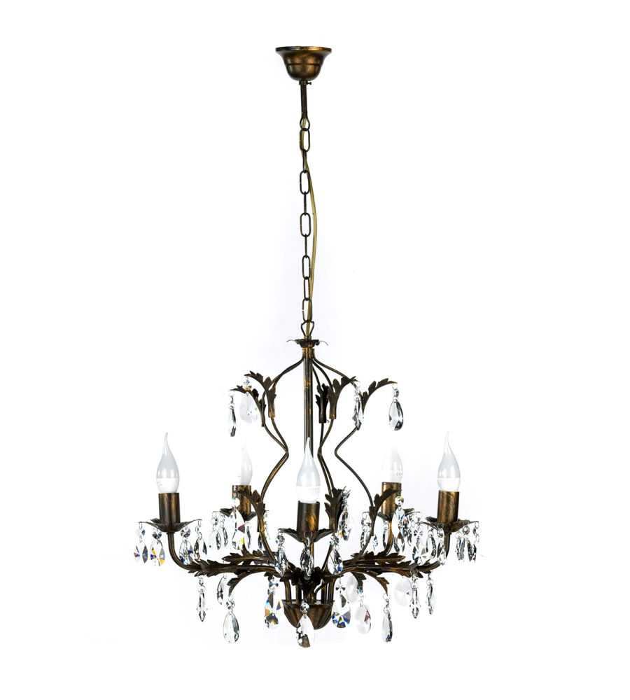 LAMPADARIO A 5 LUCI "TERESA" BRONZO, E14