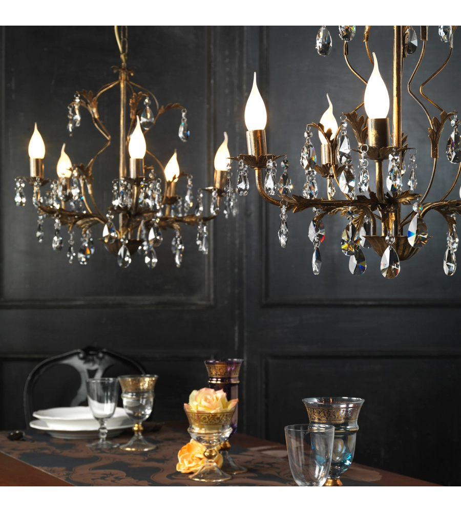 LAMPADARIO A 5 LUCI "TERESA" BRONZO, E14