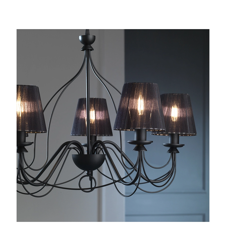 LAMPADARIO A 5 LUCI "LORIS" NERO, E14