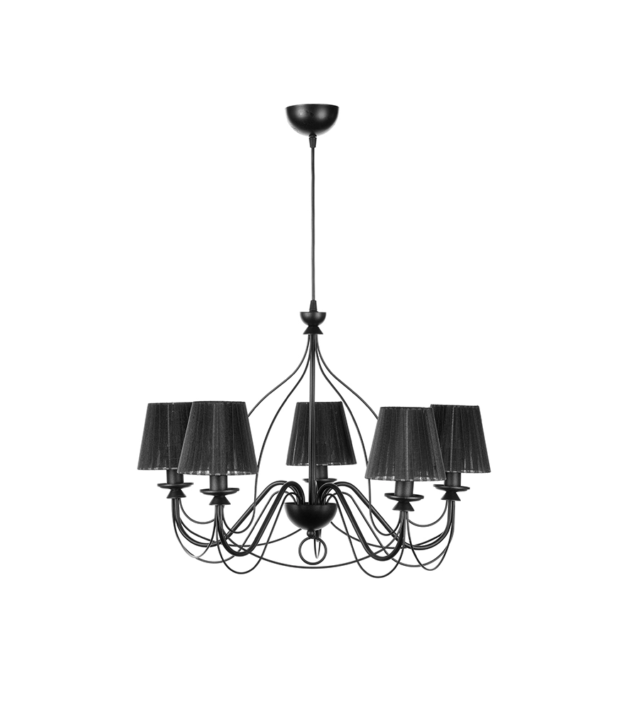 LAMPADARIO A 5 LUCI "LORIS" NERO, E14