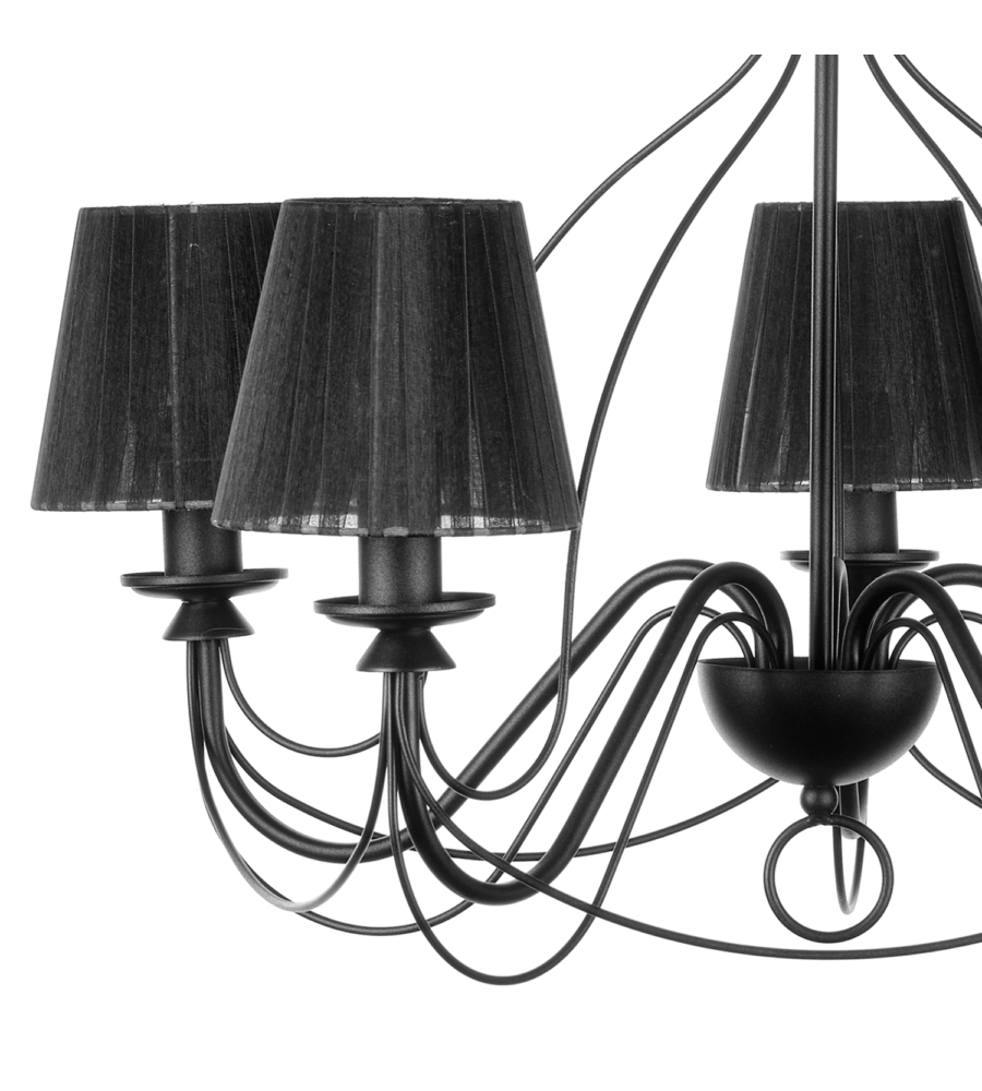 LAMPADARIO A 5 LUCI "LORIS" NERO, E14