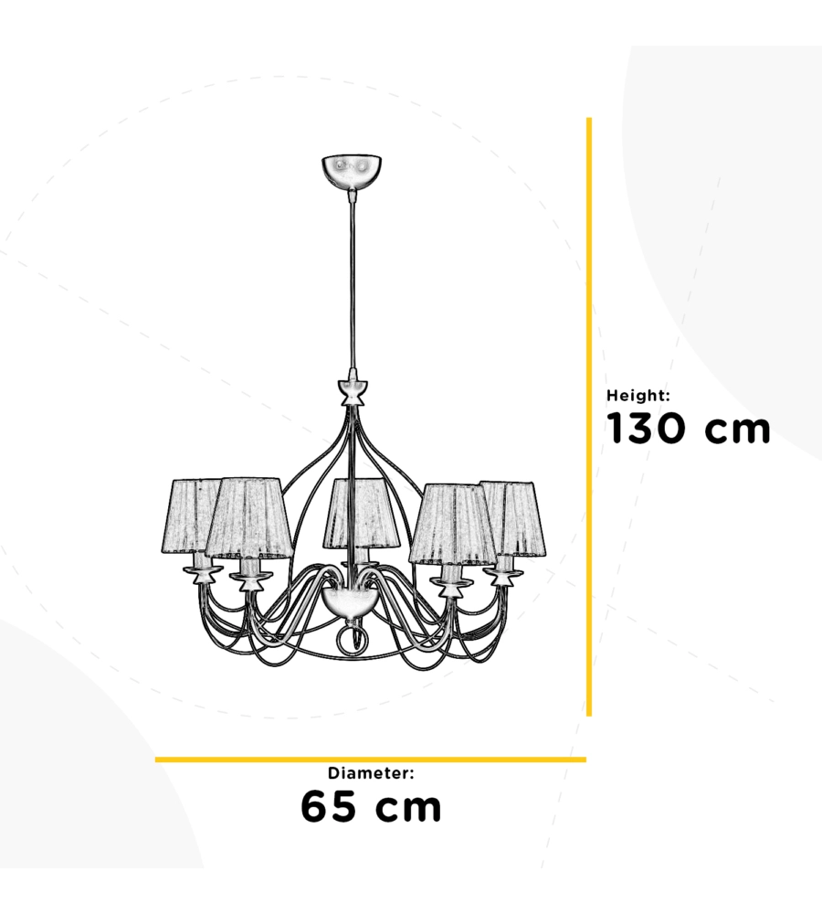 LAMPADARIO A 5 LUCI "LORIS" NERO, E14