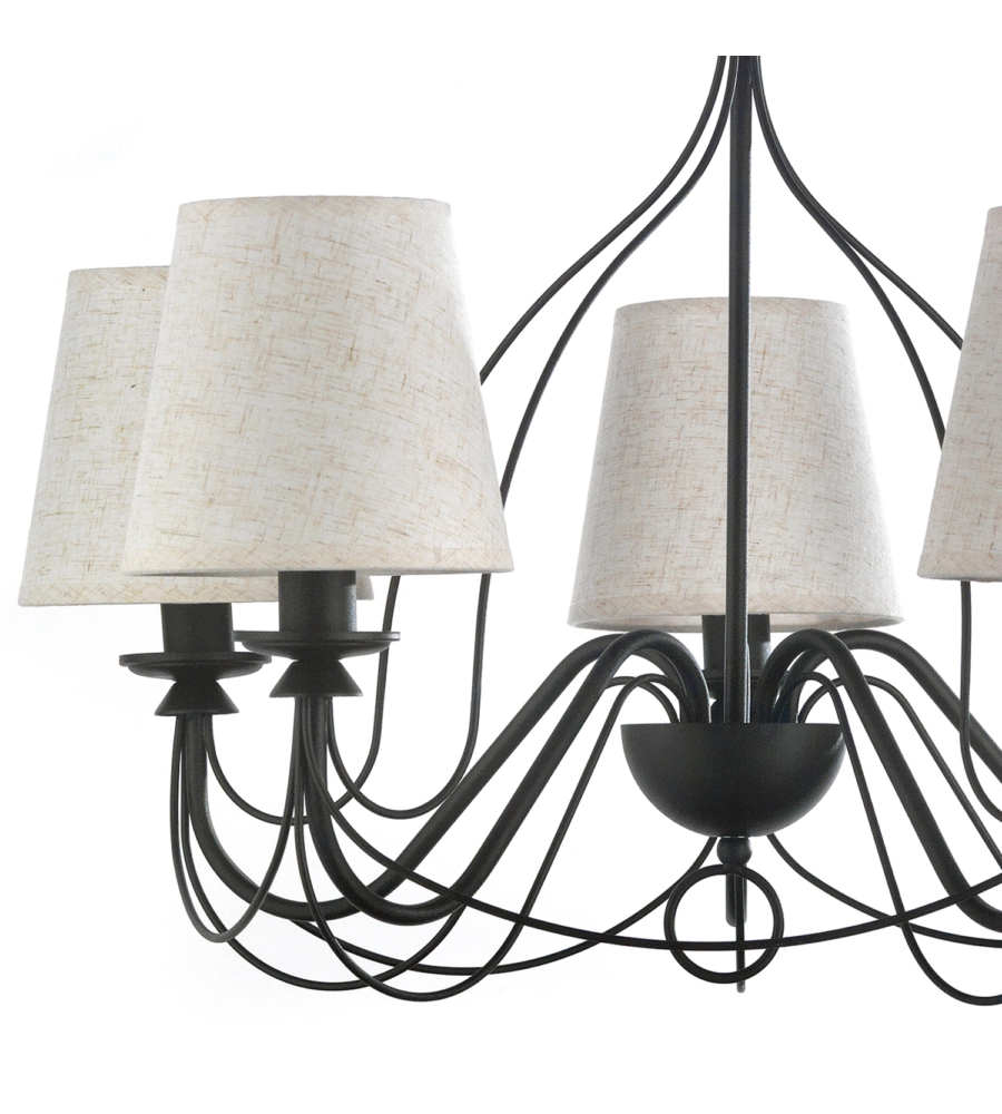 LAMPADARIO A 5 LUCI "LORIS" NERO E SABBIA, E14