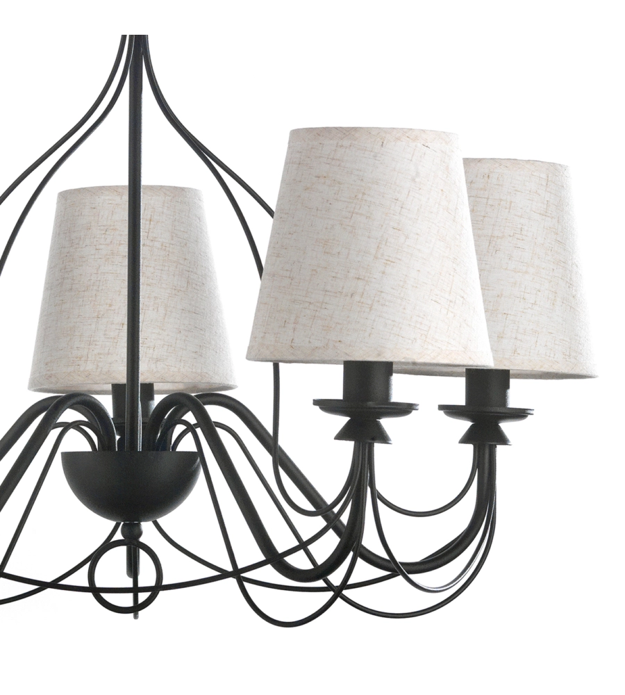 LAMPADARIO A 5 LUCI "LORIS" NERO E SABBIA, E14