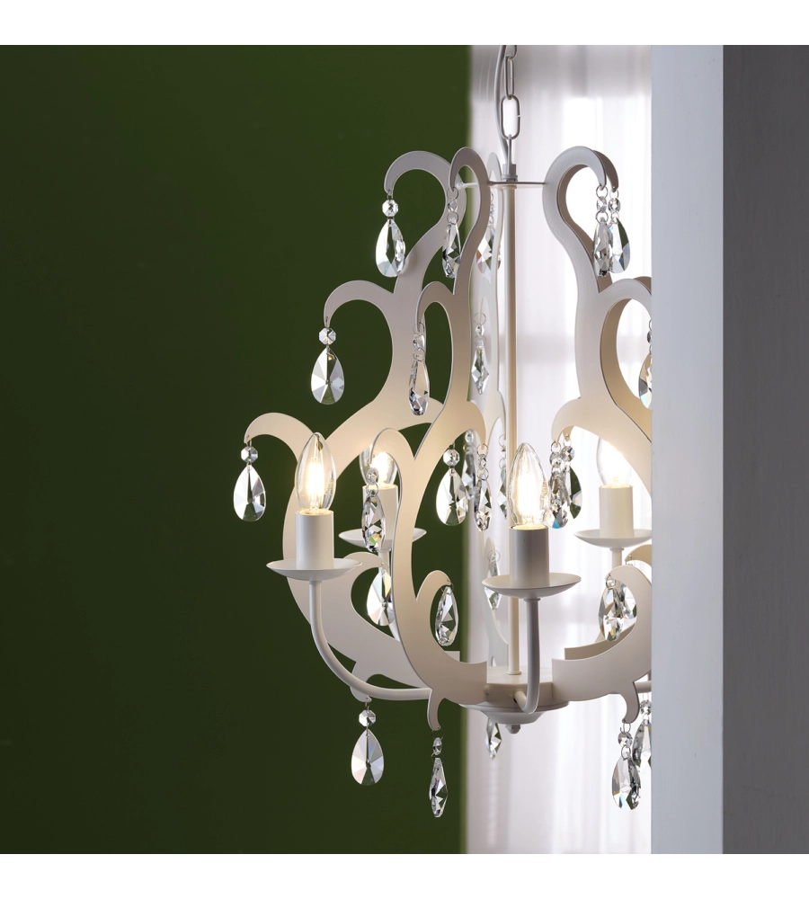 LAMPADARIO A 5 LUCI "JANE" BIANCO, E14