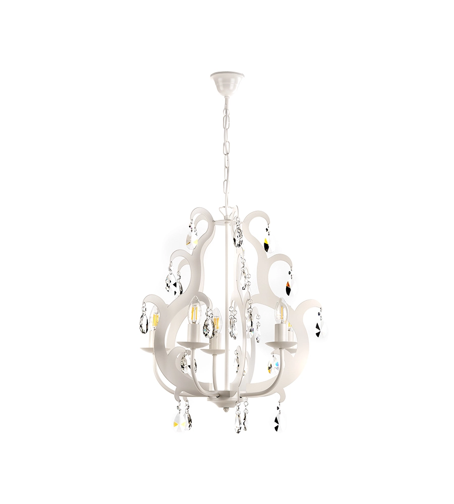 LAMPADARIO A 5 LUCI "JANE" BIANCO, E14