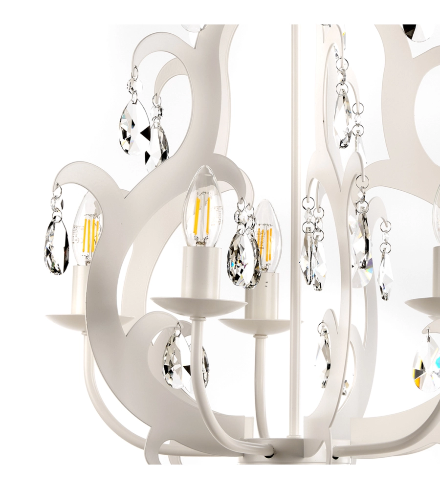 LAMPADARIO A 5 LUCI "JANE" BIANCO, E14