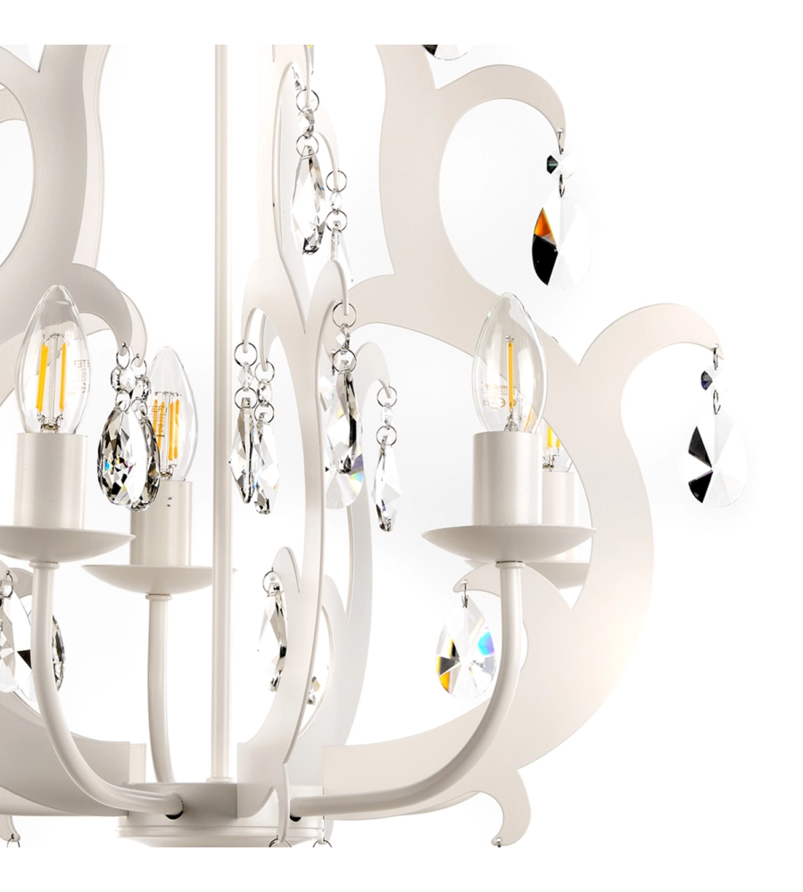 LAMPADARIO A 5 LUCI "JANE" BIANCO, E14
