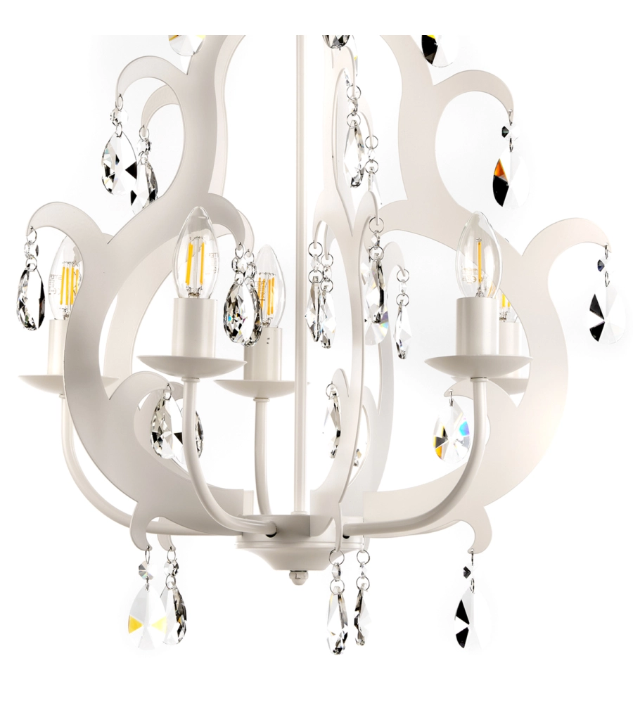 LAMPADARIO A 5 LUCI "JANE" BIANCO, E14