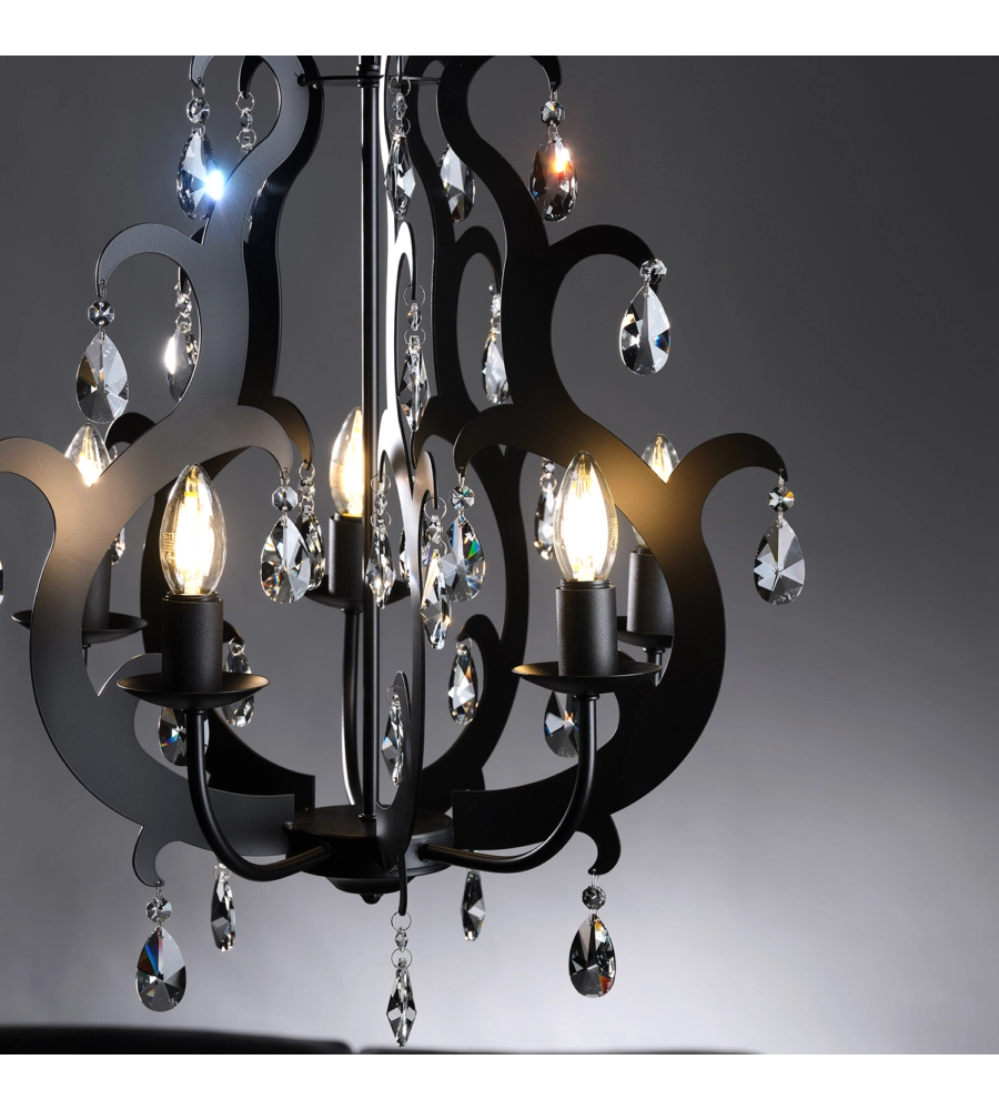 LAMPADARIO A 5 LUCI "JANE" NERO, E14