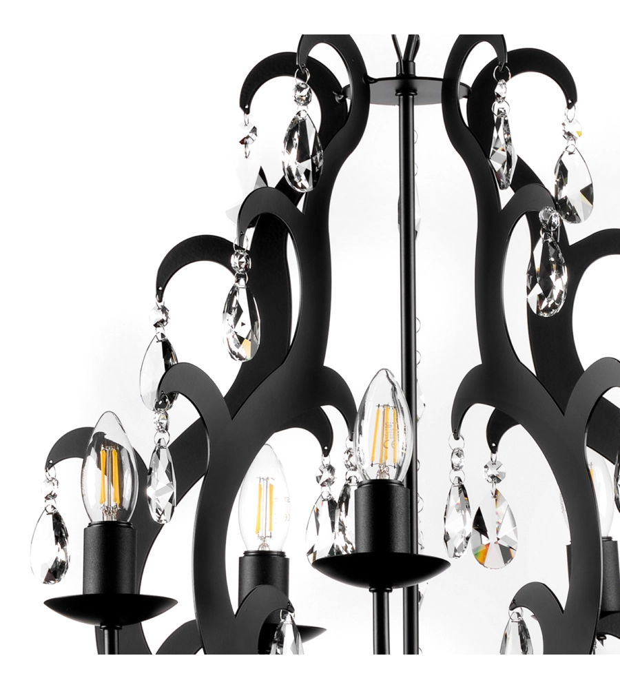 LAMPADARIO A 5 LUCI "JANE" NERO, E14