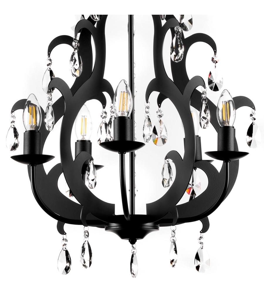 LAMPADARIO A 5 LUCI "JANE" NERO, E14