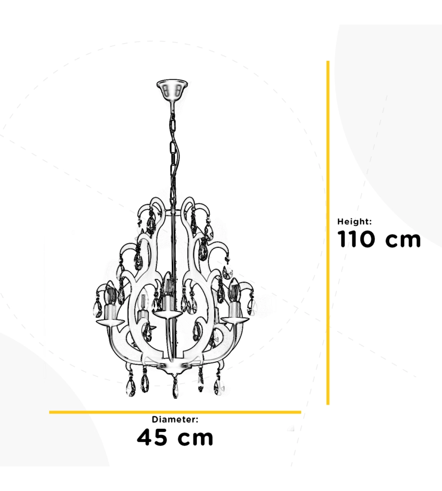 LAMPADARIO A 5 LUCI "JANE" NERO, E14