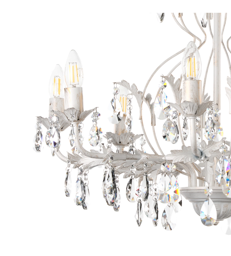 LAMPADARIO A 8 LUCI "TERESA" AVORIO, E14