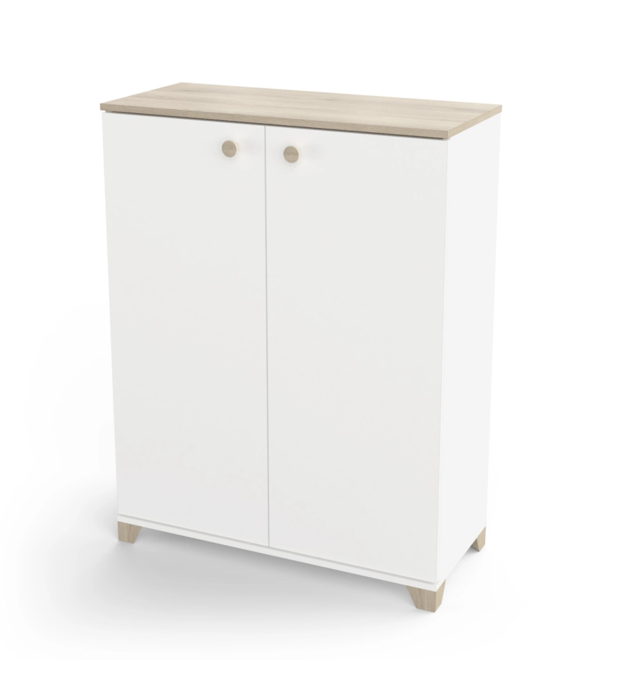 MOBILE 2 ANTE "IZZY" BIANCO OPACO E QUERCIA, 79,7X35,1X104,2 CM