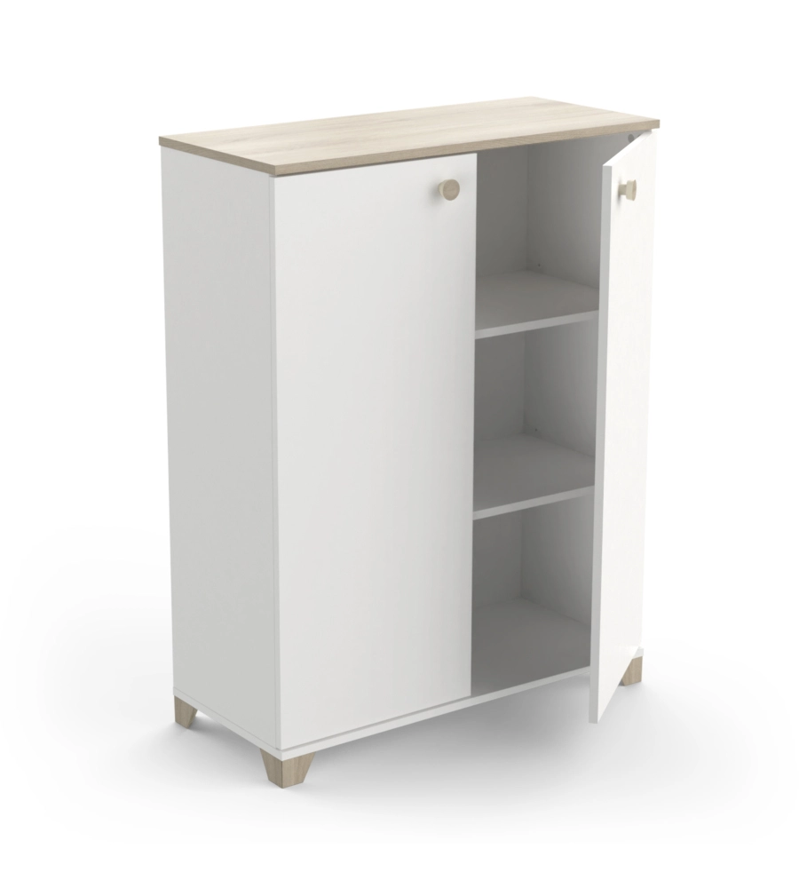 MOBILE 2 ANTE "IZZY" BIANCO OPACO E QUERCIA, 79,7X35,1X104,2 CM