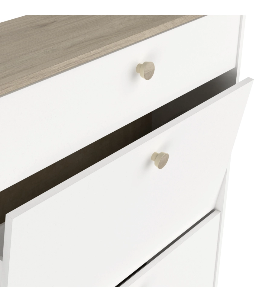 SCARPIERA "IZZY" BIANCA E QUERCIA CON 2 ANTE E 1 CASSETTO, 80,8X24,4X104,3 CM