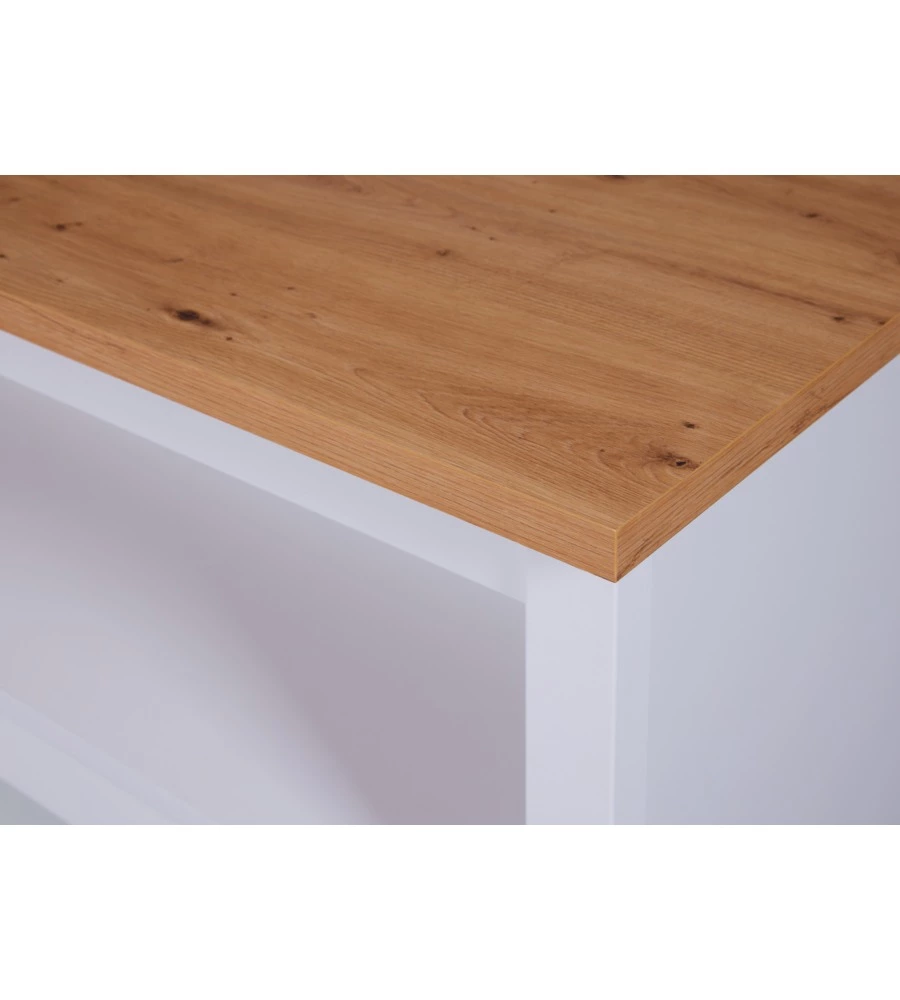 ISOLA MULTIFUNZIONE BIANCO E ROVERE, 124X75X91,5 CM
