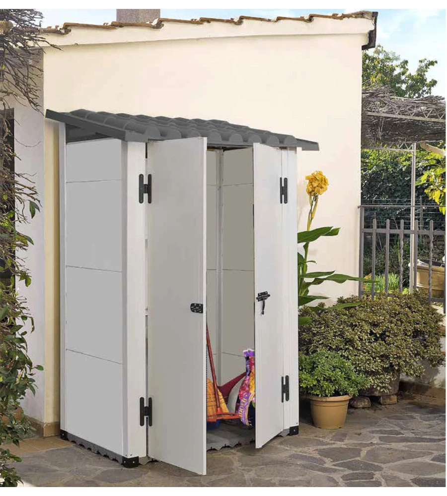 CASETTA DA GIARDINO "URBAN 100 2P" GRIGIO, 139X95X201 CM - GAROFALO