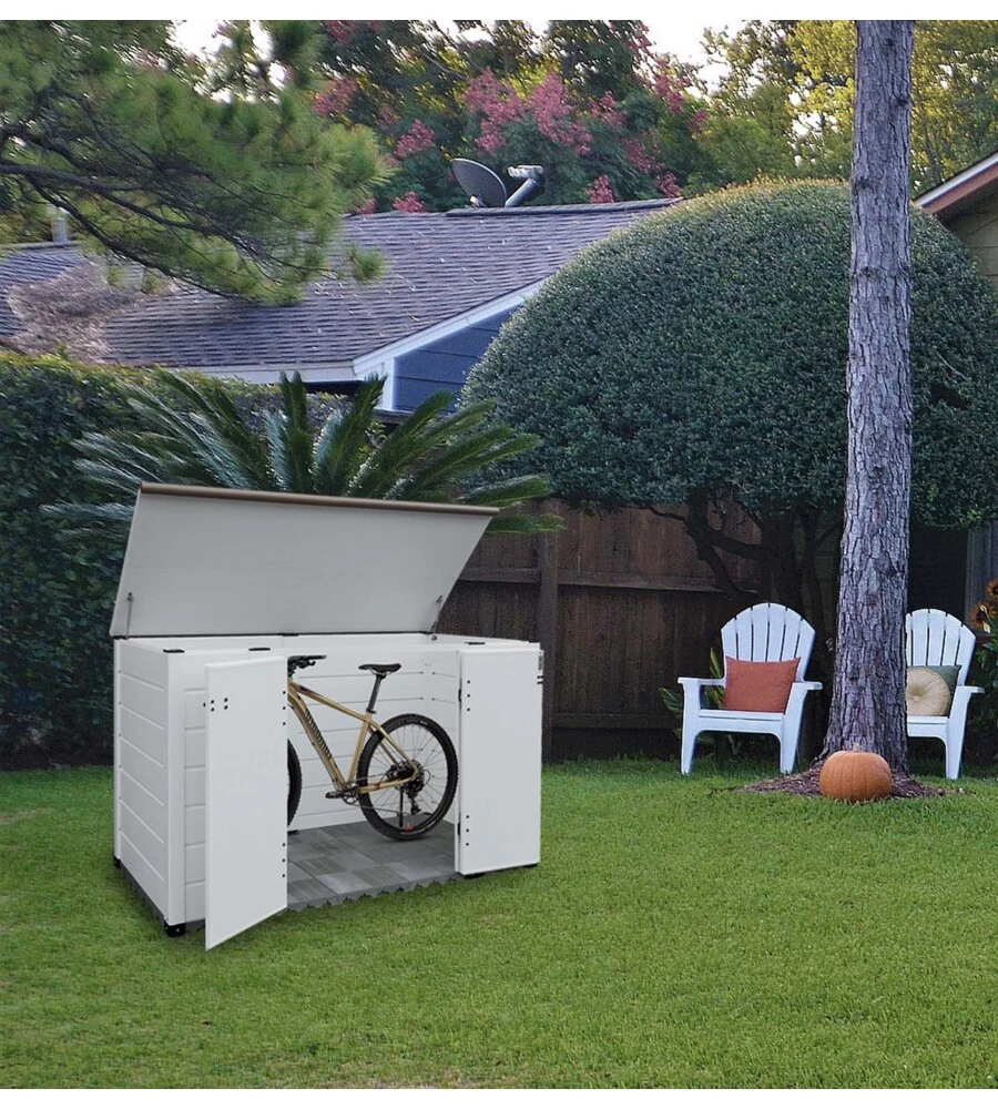 BAULE DA ESTERNO GAROFALO "BOX TUSCANY EVO 200 FLAT" IN PVC BIANCO 1706 LT 203X91X104 CM
