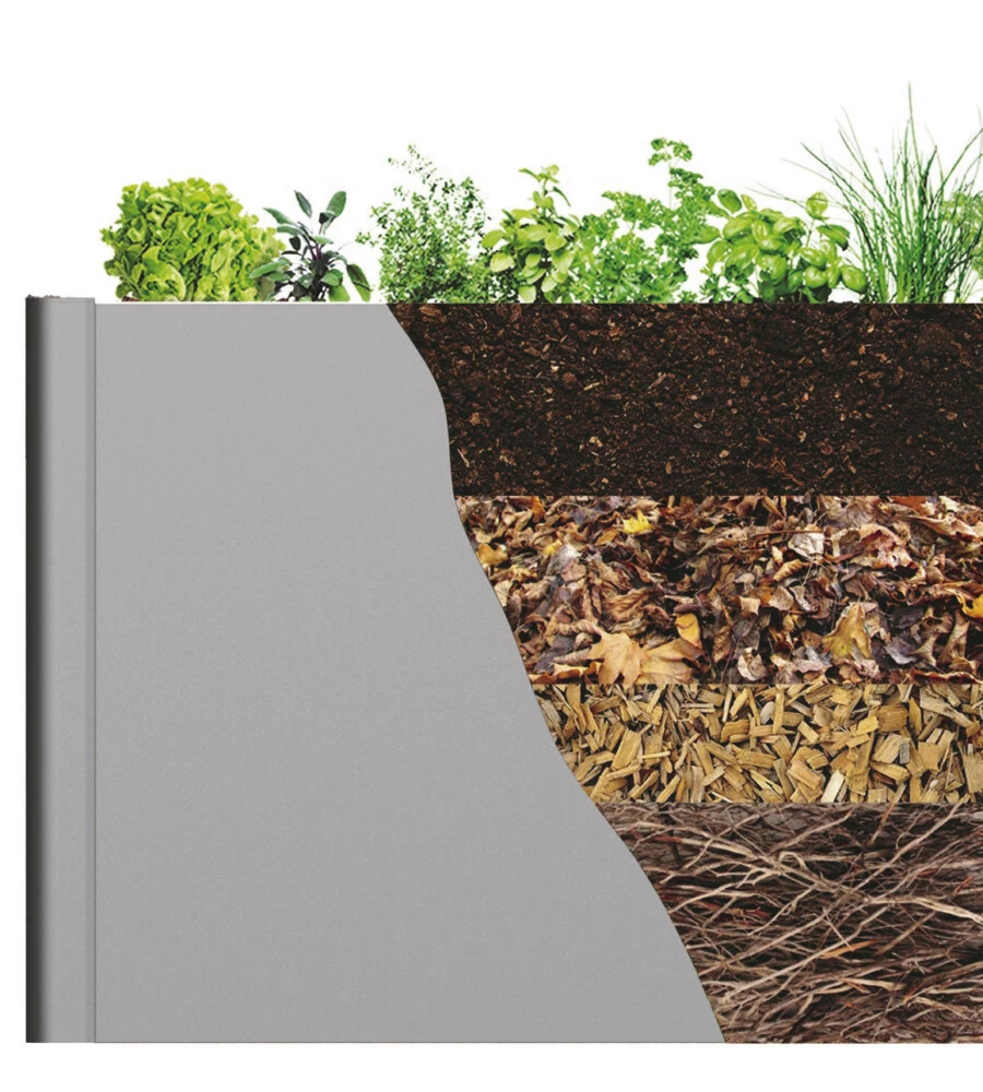 AIUOLA RIALZATA DA ESTERNO GRIGIO QUARZO METALLIZZATO, MISURA 1,5X0,50 - BIOHORT