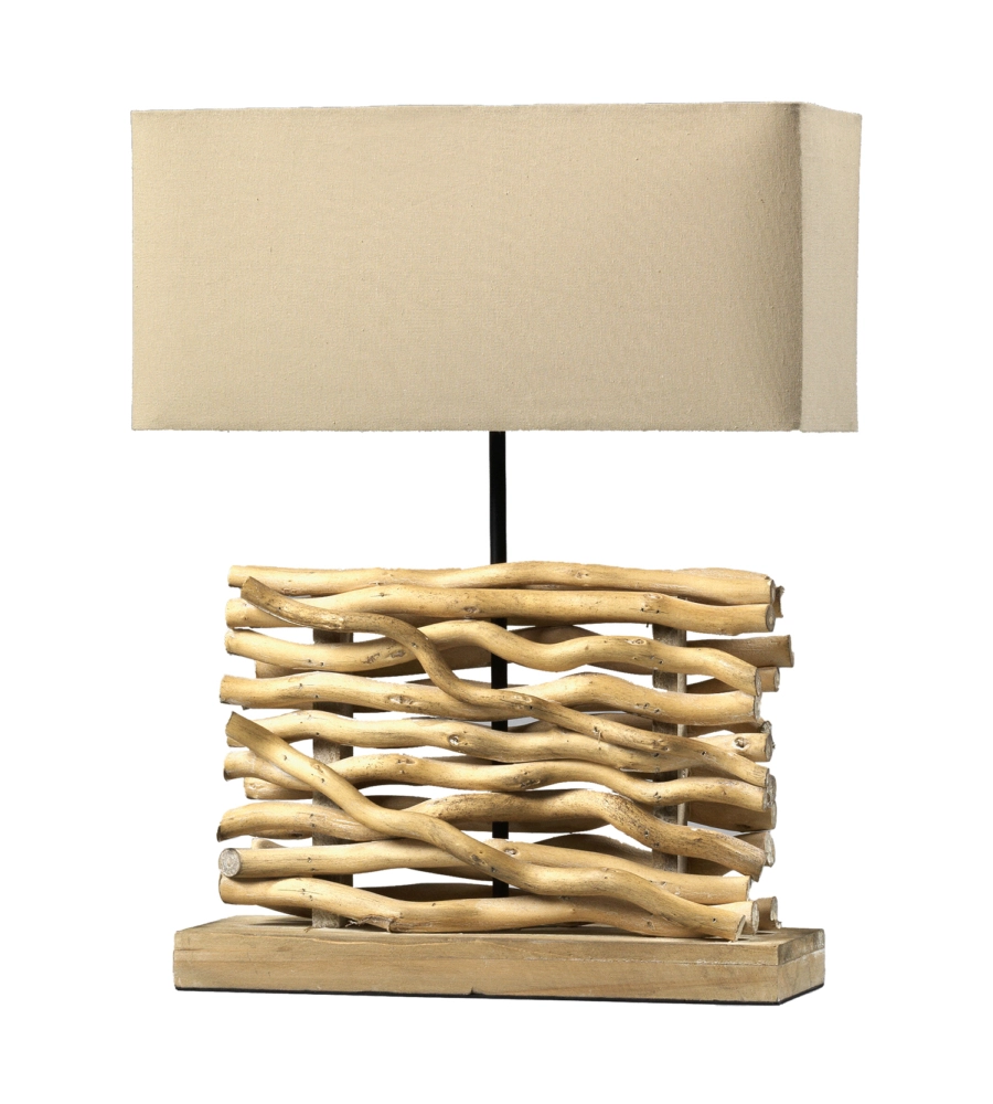LAMPADA DA TAVOLO "MARICA" LEGNO E TESSUTO, E27