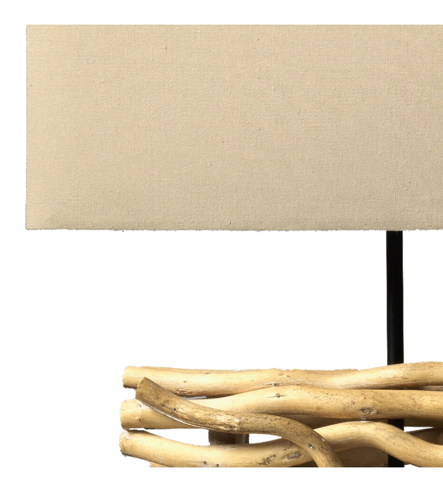 LAMPADA DA TAVOLO "MARICA" LEGNO E TESSUTO, E27