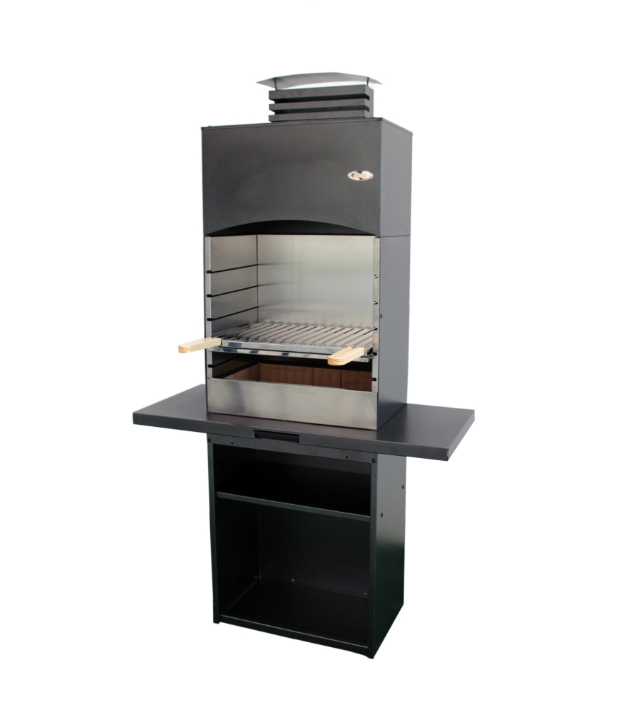 BARBECUE A LEGNA E CARBONE "TOLOSA" CON CAPPA, 110X47,5X190,1 CM