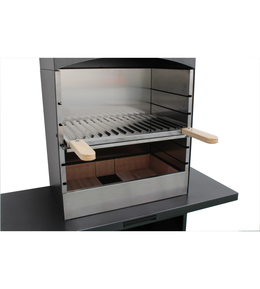 BARBECUE A LEGNA E CARBONE "TOLOSA" CON CAPPA, 110X47,5X190,1 CM