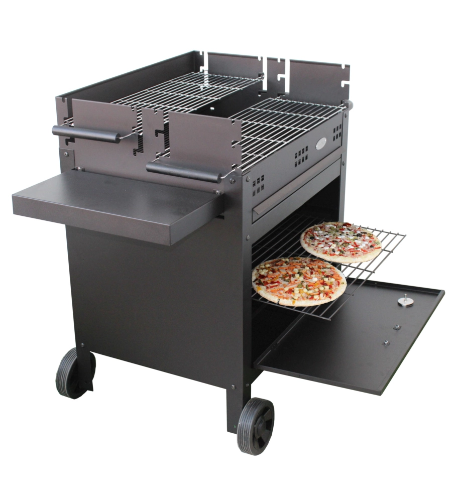 BARBECUE A LEGNA E CARBONE "ETNA V20" CON FORNO PIZZA, 120X60X92 CM