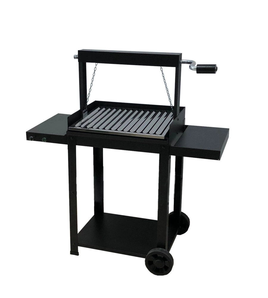 BARBECUE A LEGNA E CARBONE  "MONTEVIDEO" CON GRIGLIA REGOLABILE DA MANIGLIA E CATENA, 57,5X40X113 CM