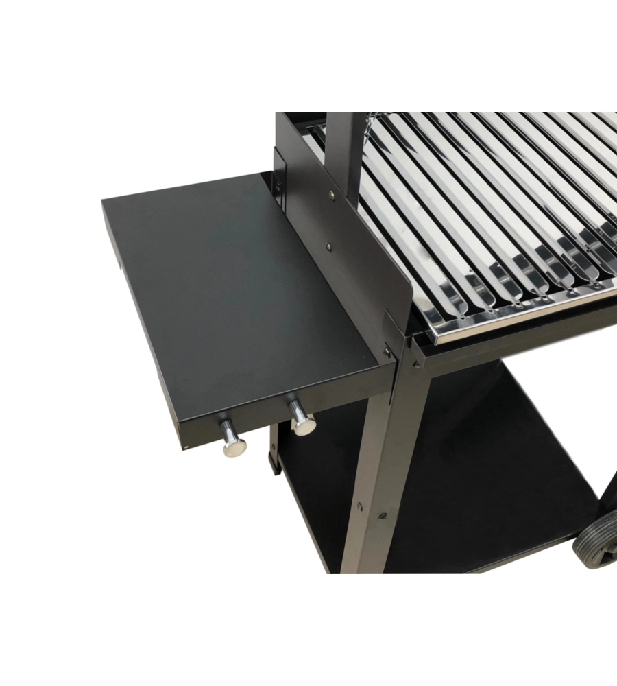 BARBECUE A LEGNA E CARBONE  "MONTEVIDEO" CON GRIGLIA REGOLABILE DA MANIGLIA E CATENA, 57,5X40X113 CM