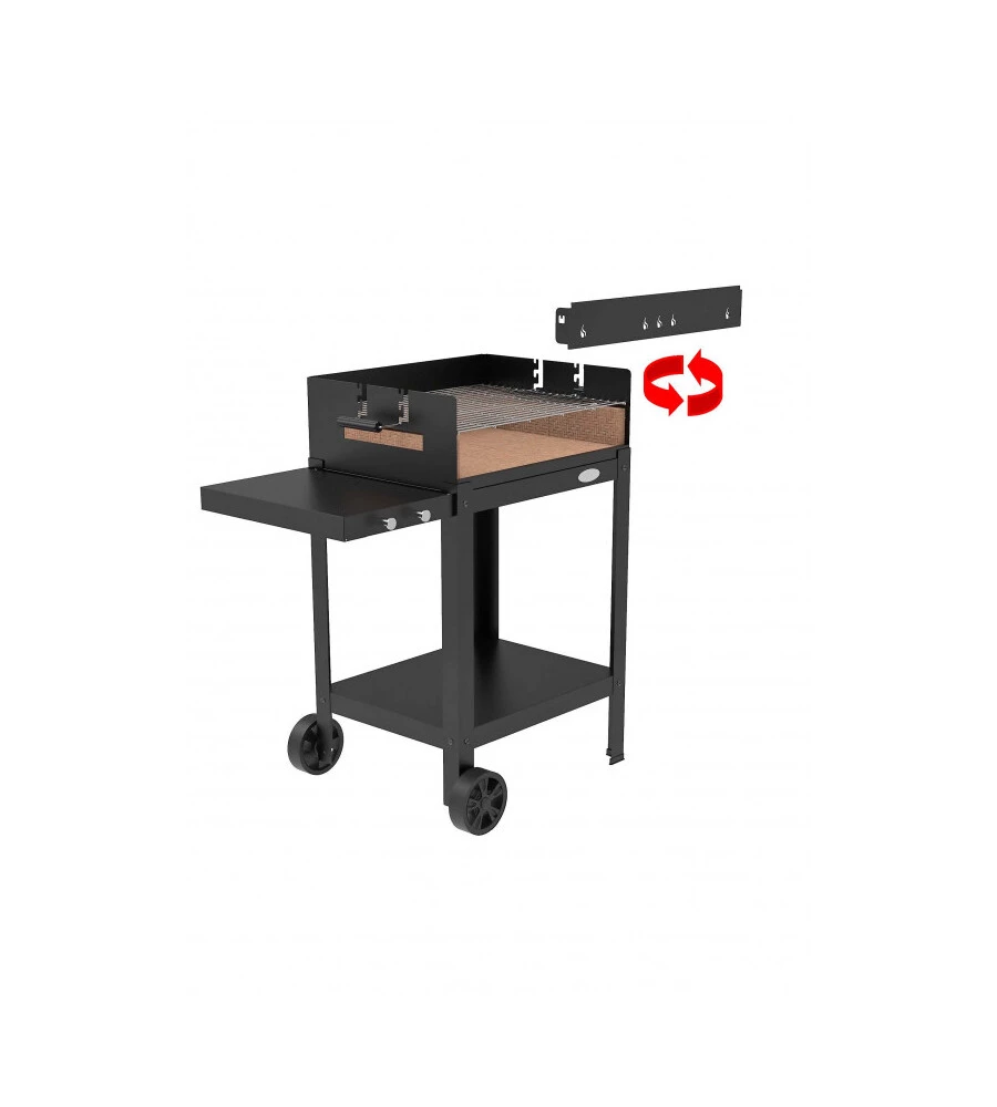 BARBECUE A LEGNA E CARBONE "MENORCA" CON GRIGLIA REGOLABILE A 3 POSIZIONI, 99X56X67 CM