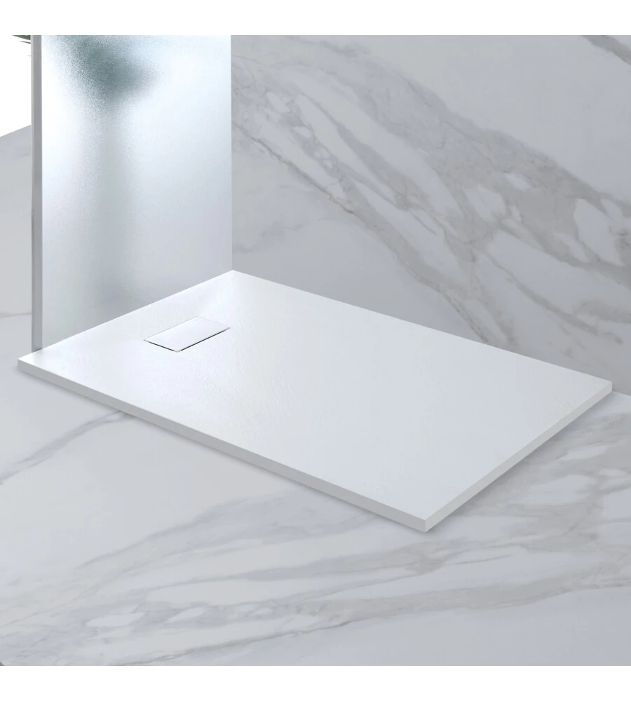 PIATTO DOCCIA EFFETTO PIETRA BIANCO, 70X90 CM