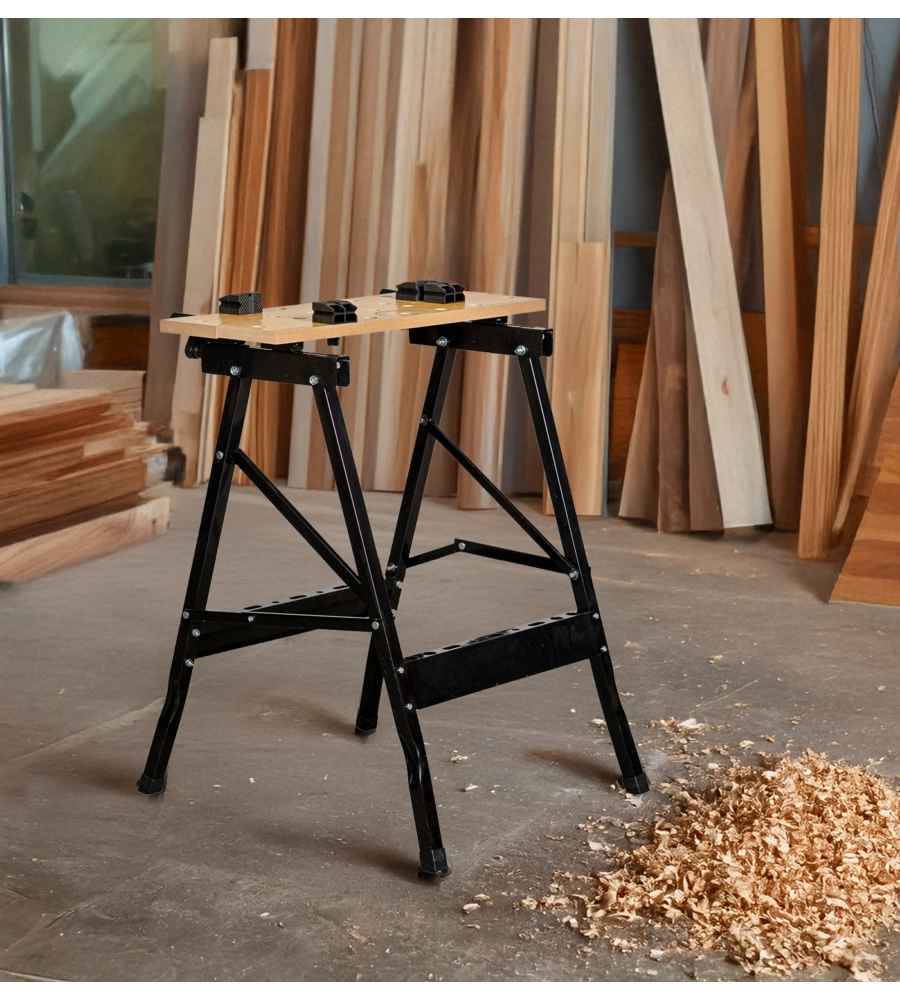 CAVALLETTO BANCO DA LAVORO IN METALLO, PORTATA MASSIMA 100 KG - 60.5X65XH76 CM