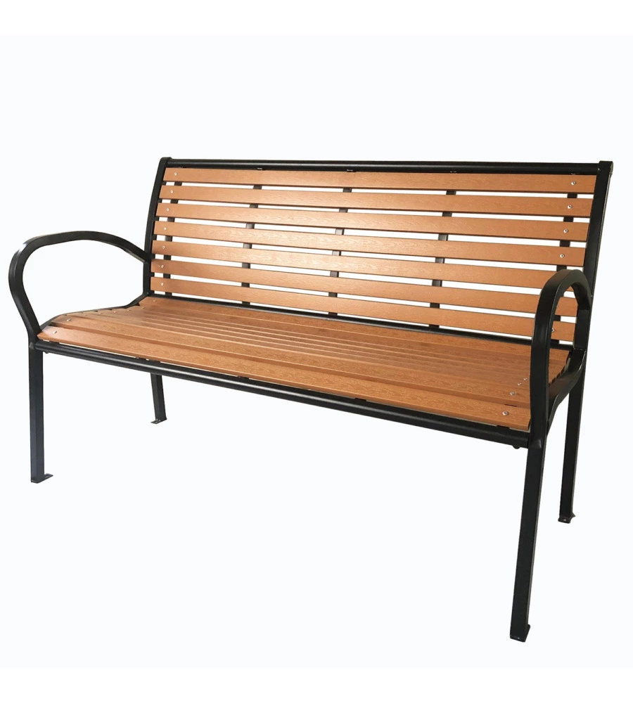 PANCHINA DA ESTERNO CON BRACCIOLI EUROGARDEN IN METALLO EFFETTO LEGNO 125X60X80 CM