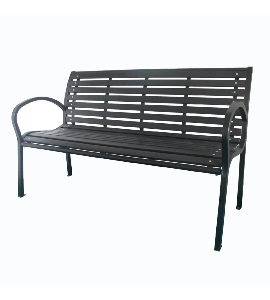 PANCHINA DA ESTERNO CON BRACCIOLI EUROGARDEN IN METALLO EFFETTO LEGNO ANTRACITE 125X60X80 CM