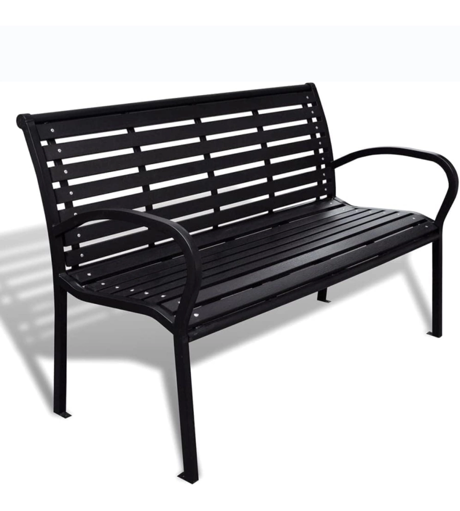 PANCHINA DA ESTERNO CON BRACCIOLI EUROGARDEN IN METALLO EFFETTO LEGNO ANTRACITE 125X60X80 CM