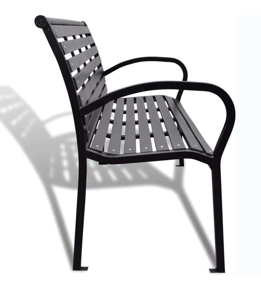 PANCHINA DA ESTERNO CON BRACCIOLI EUROGARDEN IN METALLO EFFETTO LEGNO ANTRACITE 125X60X80 CM
