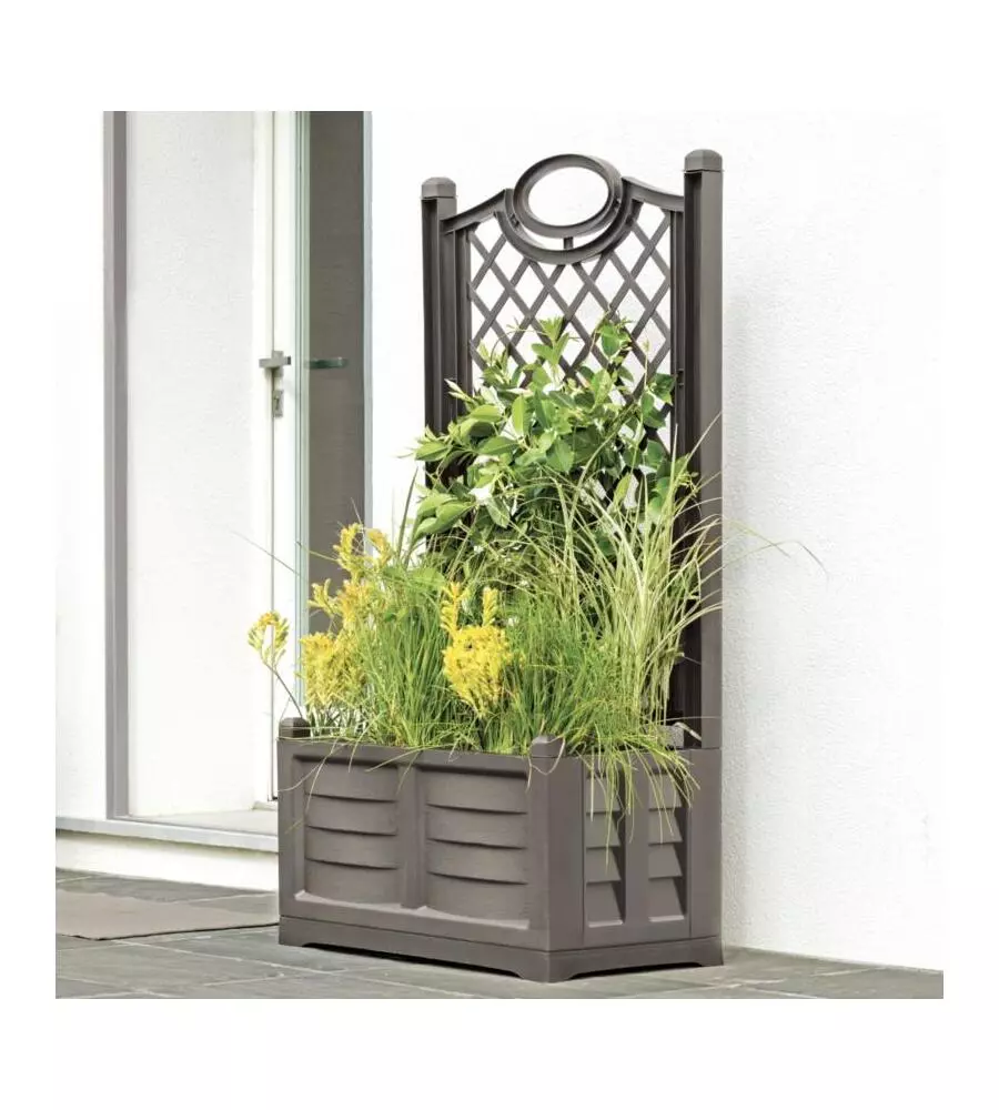 FIORIERA DA ESTERNO SEPARE' CON SPALLIERA COLORE CAPPUCCINO, 80X42,5X150 CM - BAMA