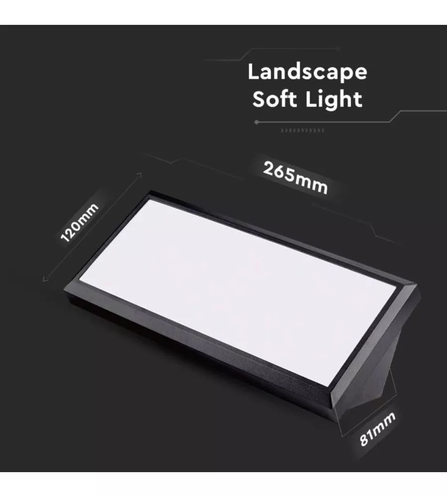LAMPADA LED DA ESTERNO A MURO ANGOLARE NERO, 12 W 3000 K