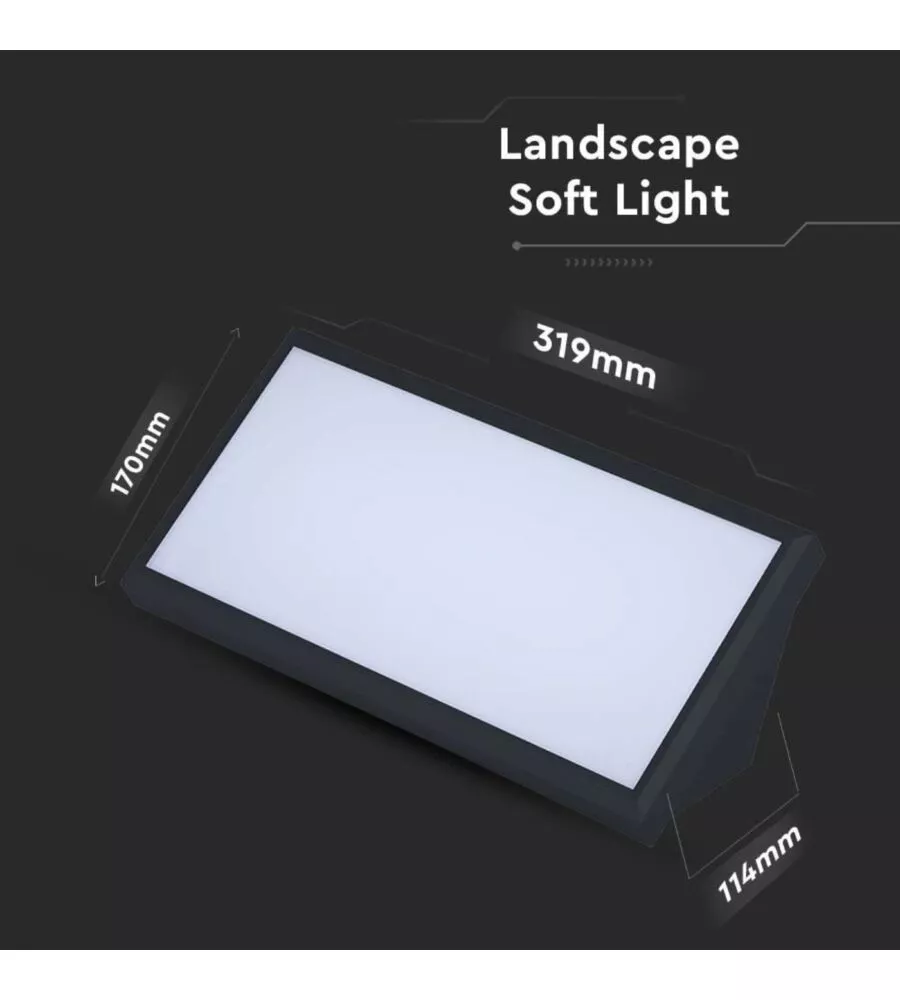 LAMPADA LED DA ESTERNO A MURO ANGOLARE NERO, 20 W 6400 K