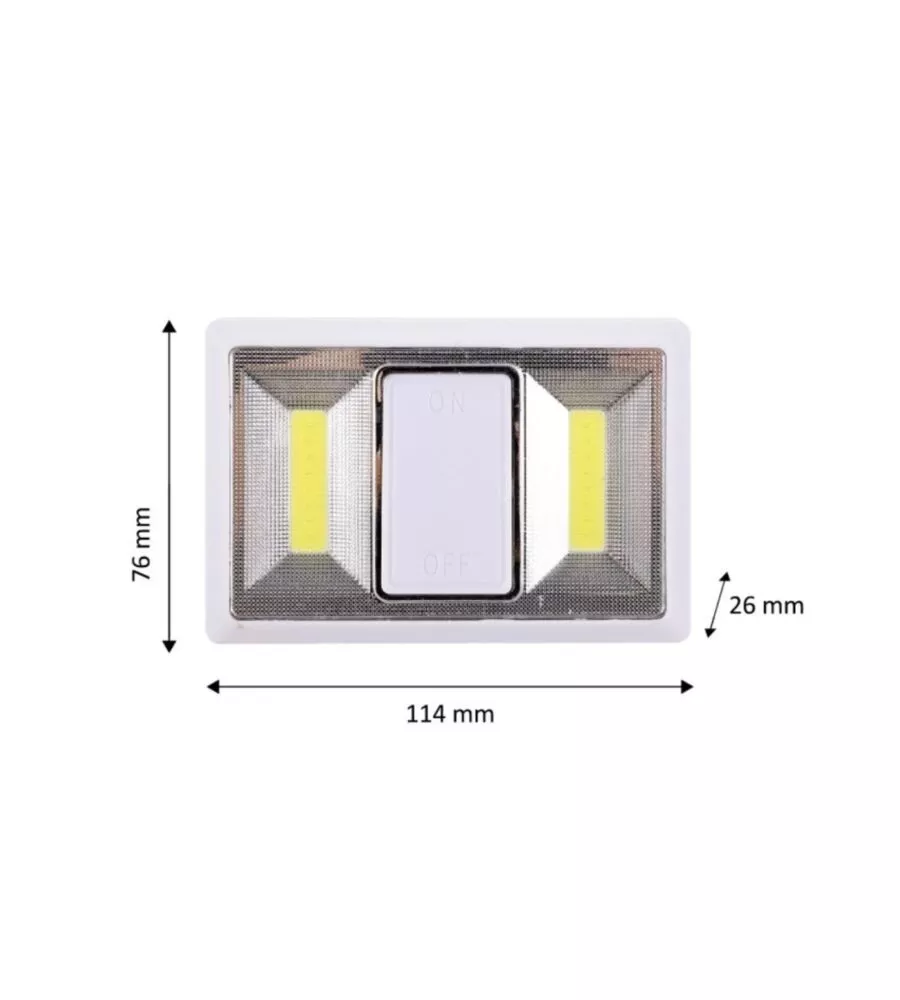 INTERRUTTORE LUMINOSO A PILE VELAMP COLORE BIANCO, 200X20X152 MM