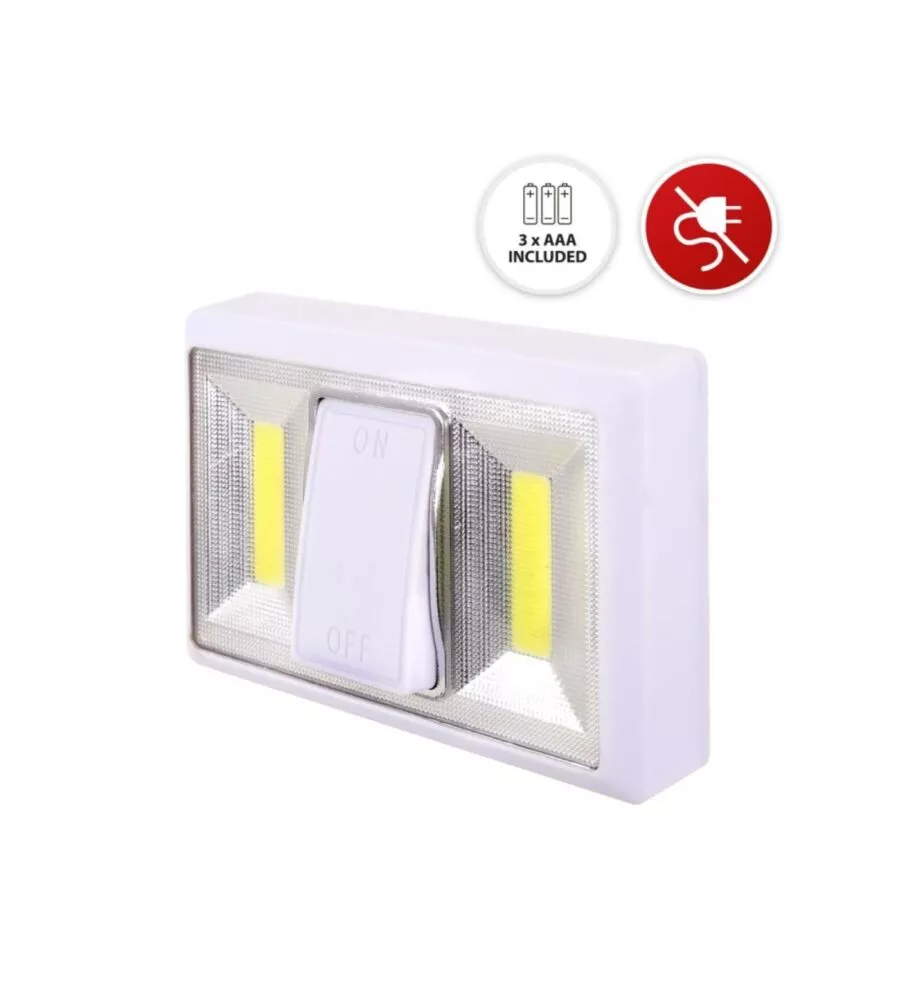 INTERRUTTORE LUMINOSO A PILE VELAMP COLORE BIANCO, 200X20X152 MM